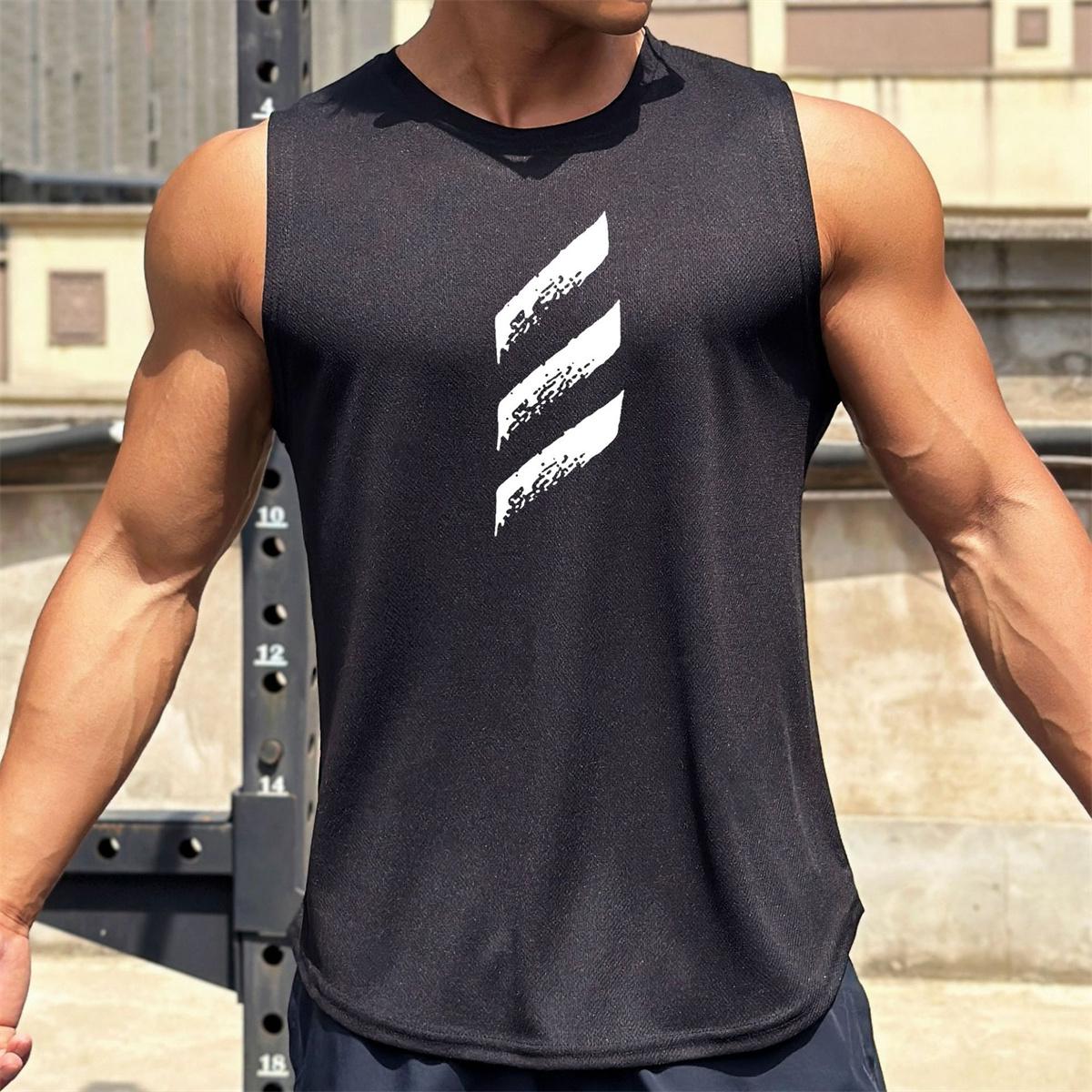 Schnell Trocknend Bodybuilding Tank Tops Männer Sommer Casual Ärmelloses Shirt Männliche Gym Fitness Singlet Stringer Training Kleidung M schwarz