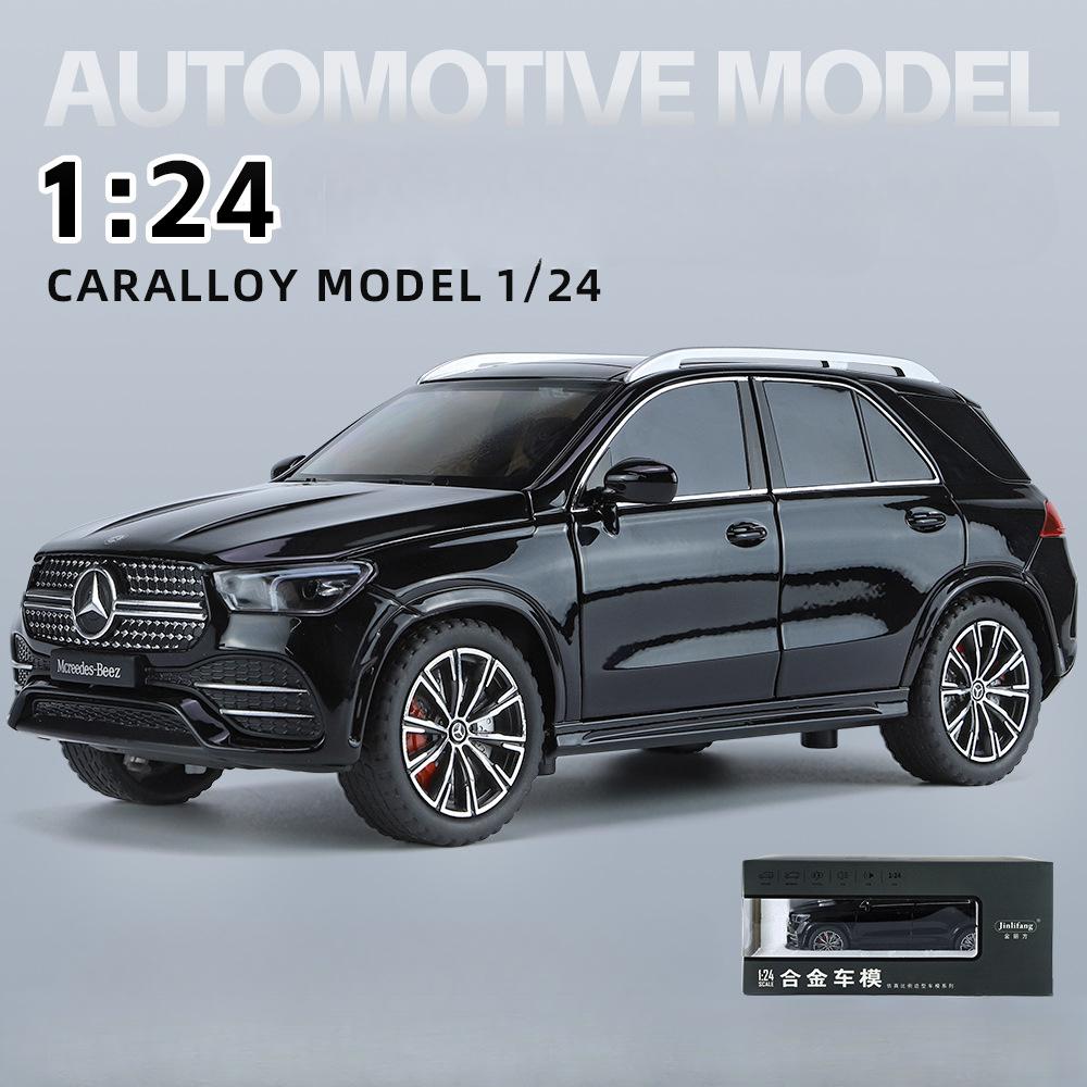 Benz GLE 350, Legierungsautomodell im Maßstab 1/24, Licht- und Soundeffekt, Druckgussauto, Spielzeugauto für Jungen, Geburtstagsgeschenk, Kinderspielzeug, Autosammlung 1/24-Size:20.5*8.5*7.5cm schwarz