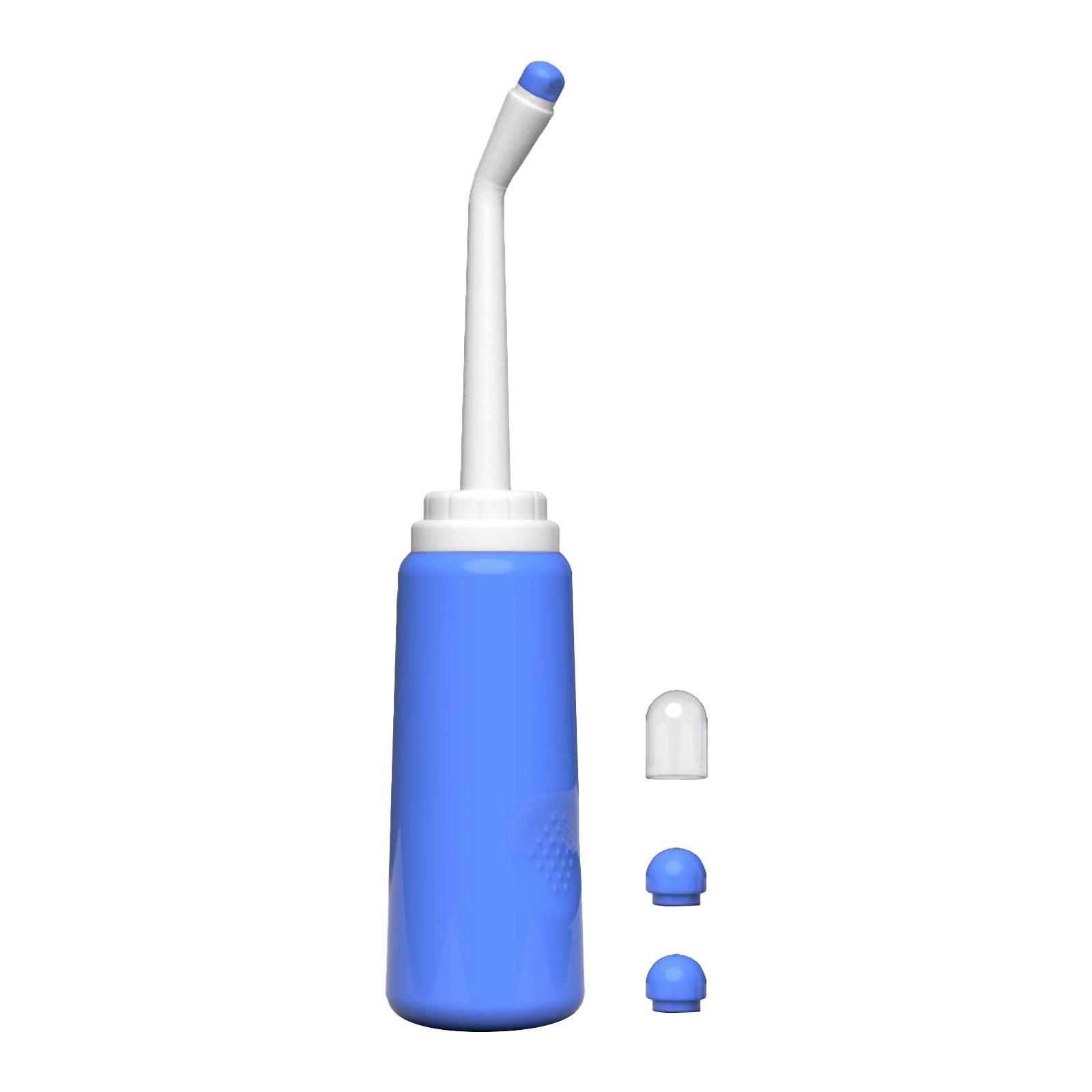 Tragbares Reise-Bidet mit 2 Düsenspray, 500 ml Reise-Bidet, tragbares persönliches Bidet, leere Flasche blau