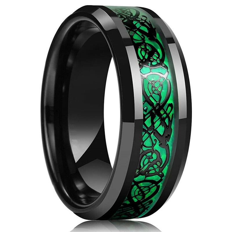8mm Männer Silberfarbene Edelstahlringe Einlage Imitation Blaues Opal Verlobungsringe Für Männer Frauen Ehering Schmuck 6