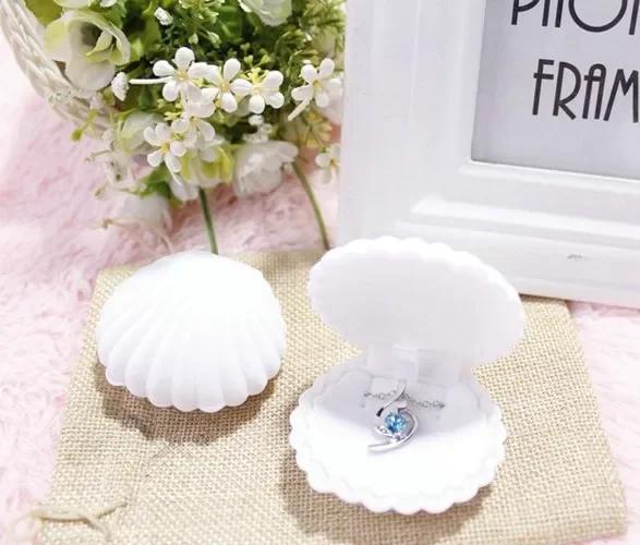 Muschel Schmuck Geschenkbox Ringbox Schmuck Geschenkbox Ohrring Aufbewahrung Ringbehälter Schmuck weiß