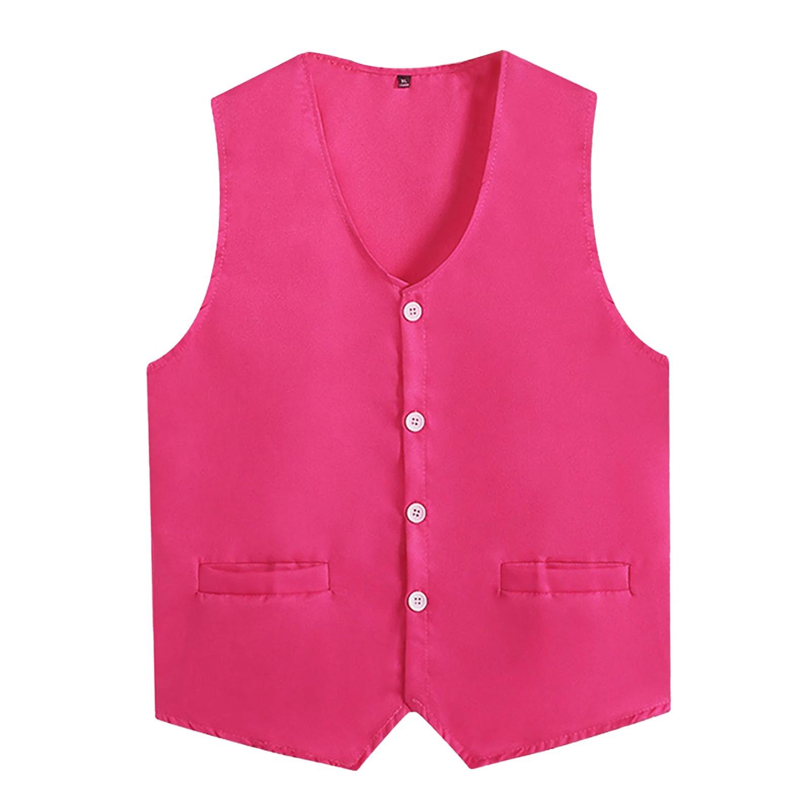 Damen Herren Knopfweste Uniform Erwachsene Kellner Barkeeper Arbeitsuniform Unisex Freiwilligenaktivität Weste Weste XL heißes rosa