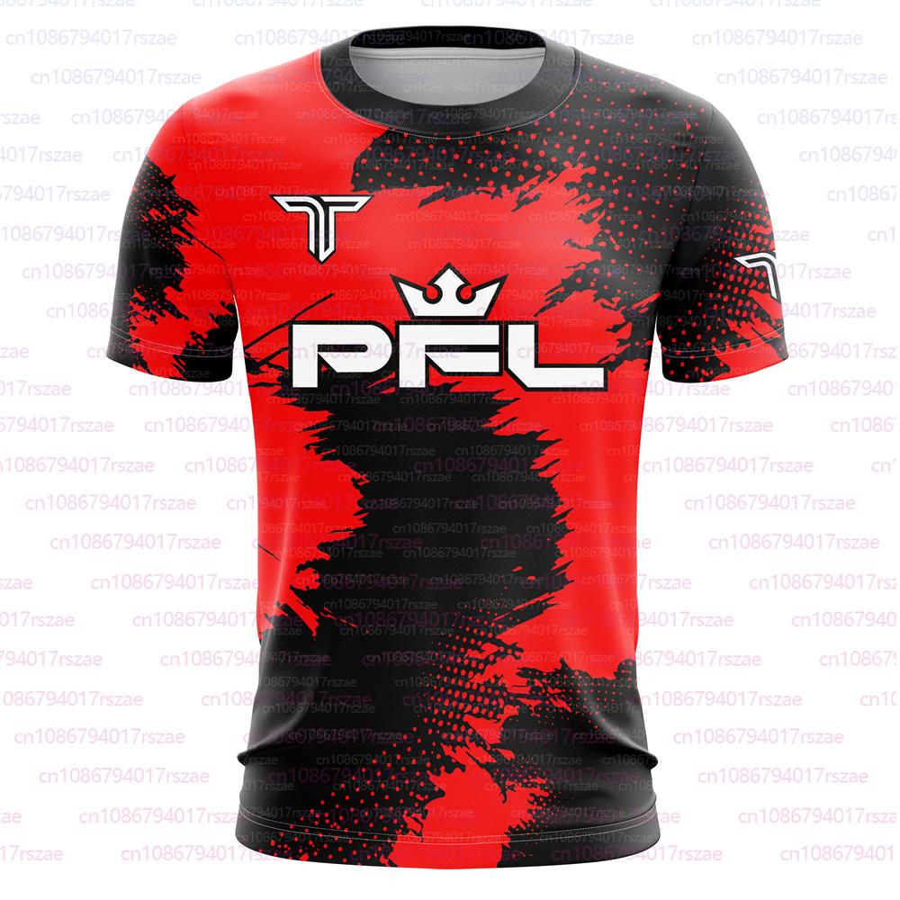 PFL Walk 2025 Boxen Trikot Herren Sommer Sparring MMA Uniform Kleidung Outdoor Sport Kurzarm Unterstützer T-Shirt Übergroßes Oberteil 5XL rot