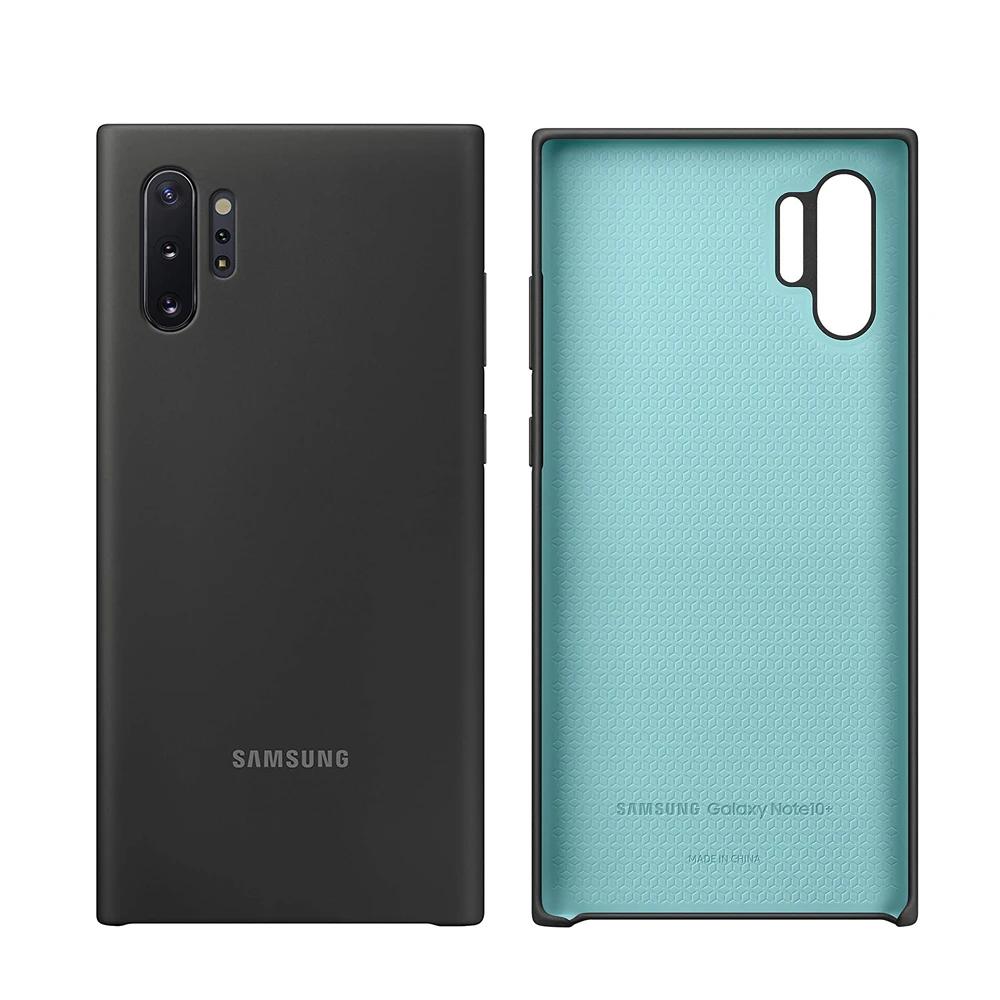 Samsung Original Flüssigsilikon Hülle Case Für Samsung Galaxy Note10+ Note 10 Plus Note 10+ Weiche Stoßfeste Schale Handyhülle Cover schwarz