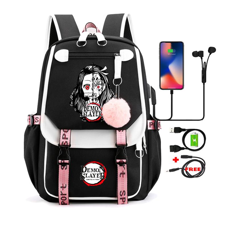 Dämon Slayer Nezuko Rucksäcke für Männer Anime Schultasche für Teenager Leinwand Laptop Rucksack Frauen Rucksack Anime Nezuko Rucksack