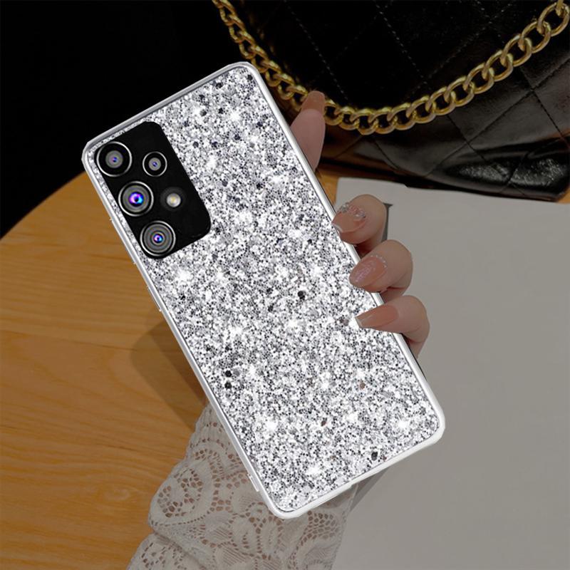 Luxus Bling Glitzer Handyhülle für Samsung Galaxy S23 S22 S21 FE Ultra Plus A14 A23 A33 A53 A73 A22 A32 A53 A72 A12 A51 M23 M32 4G 5G Weiche TPU-Abdeckung Samsung Galaxy S23 Plus silber