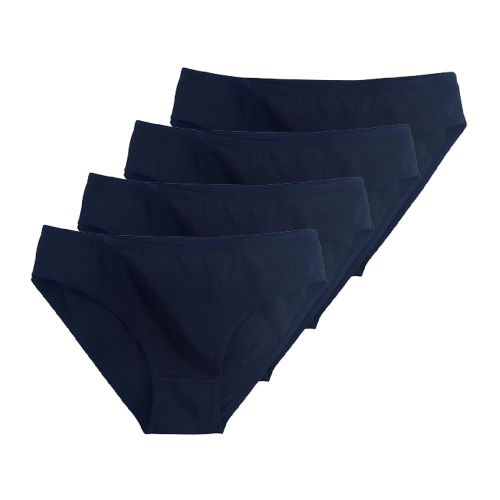 4 Stück Damen-Unterwäsche aus Baumwolle, Slips, Dessous, mittlere Taille, Unterwäsche für Mädchen, sexy Höschen, einfarbige Untershorts M schwarz