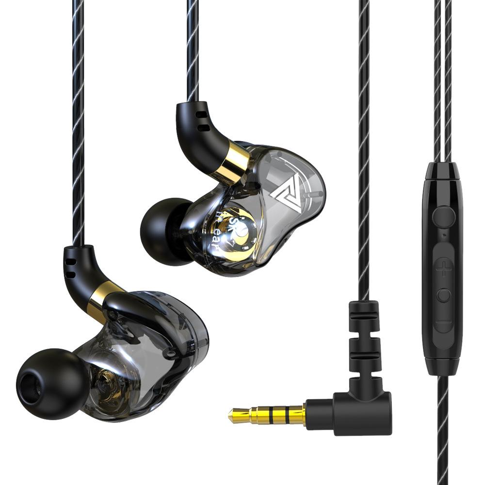 QKZ SK7 Dual Drive HiFi Wired Kopfhörer Super Bass Kopfhörer Sport Headset Musik Kopfhörer Rauschunterdrückung Ohrhörer für Xiaomi schwarz
