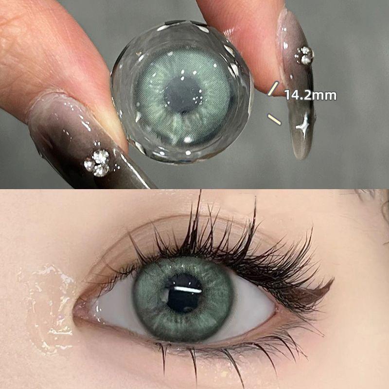 Abgestufte 2 Stück/1 Paar Taylor BlueGray farbige Kontaktlinsen, kosmetische Softlens 14,2 mm -8.00