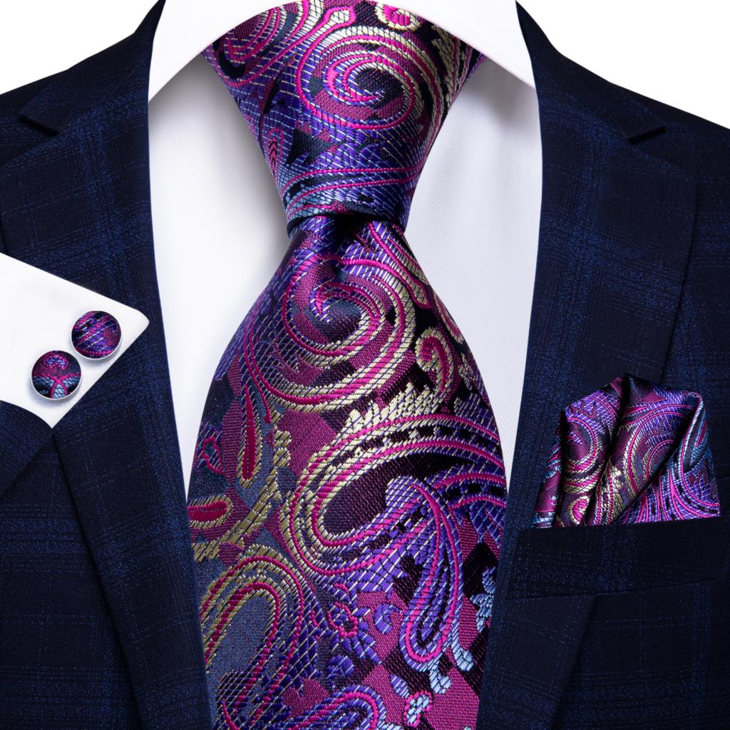 Hi-Tie 100% Seide Luxus Herren Krawatten Blumen Schwarz Gold Krawatten Paisley Krawatte Einstecktuch Manschettenknöpfe Set Herren Hochzeitsfeier Krawatte gray