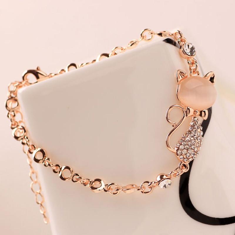 Armband für Frauen Schmuck stilvolle exquisite Cat -Eye Stein Katze Armband Flash Diamant Armband Armband Armband beige