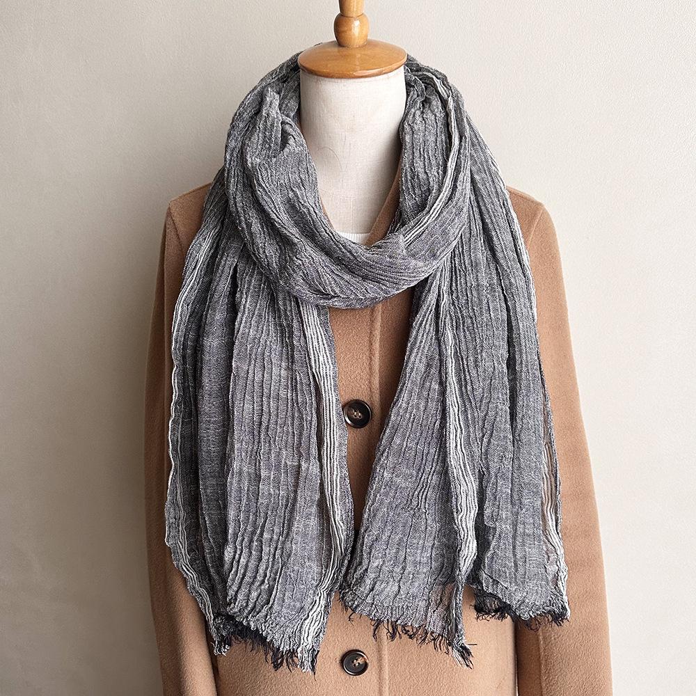 Herbst/Winter Baumwoll-Leinen Colorblock Schal: Schal im koreanischen Stil für Damen & Herren