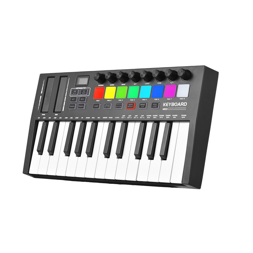 25-Tasten-MIDI-Keyboard-Controller, professionelles elektronisches Audio, intelligentes tragbares Arrangement, Strike 34x17.8x3.5cm schwarz