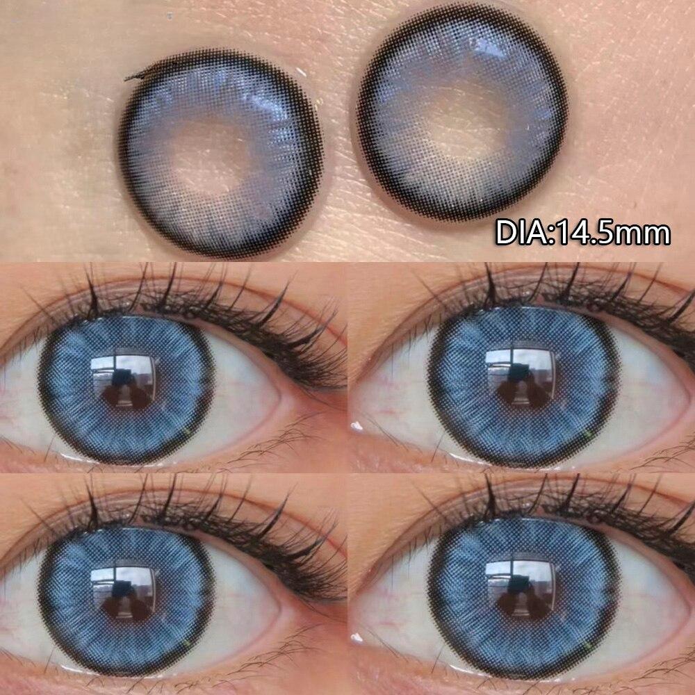 MillCreek 1 Paar neue farbige Kontaktlinsen mit Myopie-Grad, hochwertiges Make-up für blaue Augen, farbige Linsen, schöne Pupille, jährlicher Gebrauch -4.00 luftwaffe blau