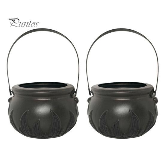 2 Stück Halloween Süßigkeiten-Eimer, Hexenkessel, Geister-Kürbis-Schädel-Eimer, Trick oder Treat, Süßigkeiten-Schüssel, Party-Zubehör, Heimdekoration B