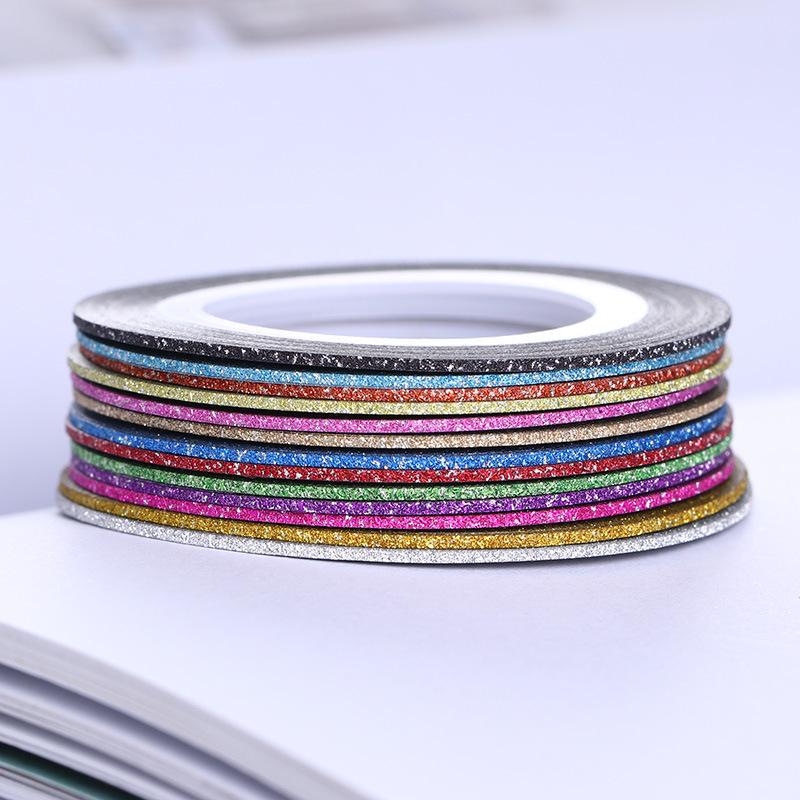 13 Stück/10 Stück Lot 1 mm Gold Silber Lila Matt Glitzer Nagel Striping Tape Liner Nagel Klebeaufkleber 13Pcs/Lot