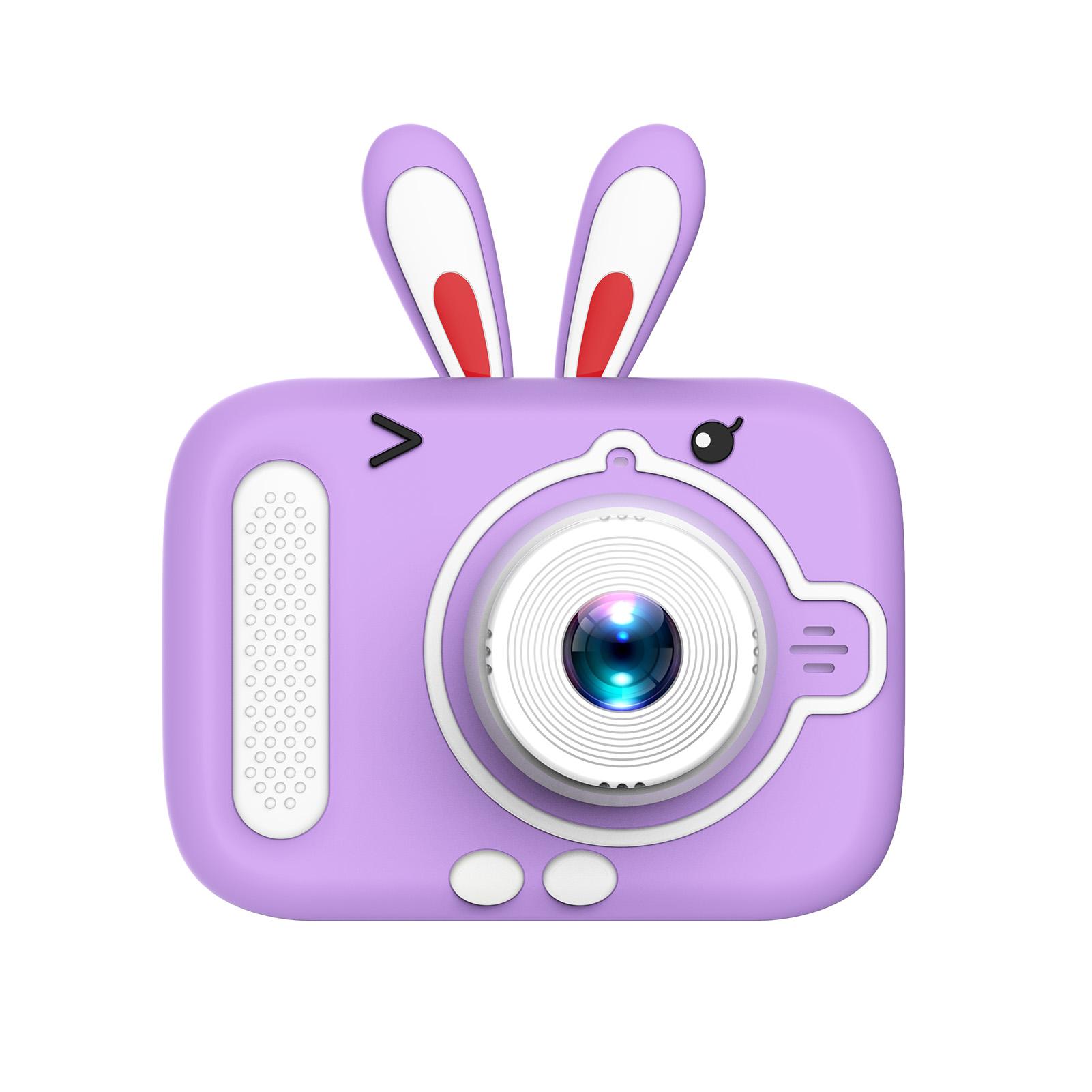 1080P Mini-Cartoon-Kinder-Digitalkamera, digitale Videokamera für Kinder, Dual-Objektiv, 2,0-Zoll-IPS-Bildschirm violett