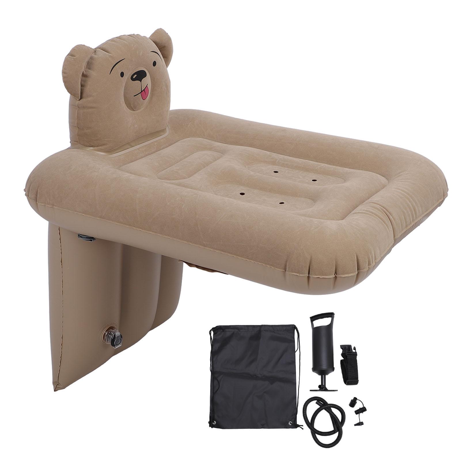 Aufblasbares Autobett in Cartoon-Bärenform, abnehmbarer Sicherheitsgurt, aufblasbares Reisebett für Kleinkinder