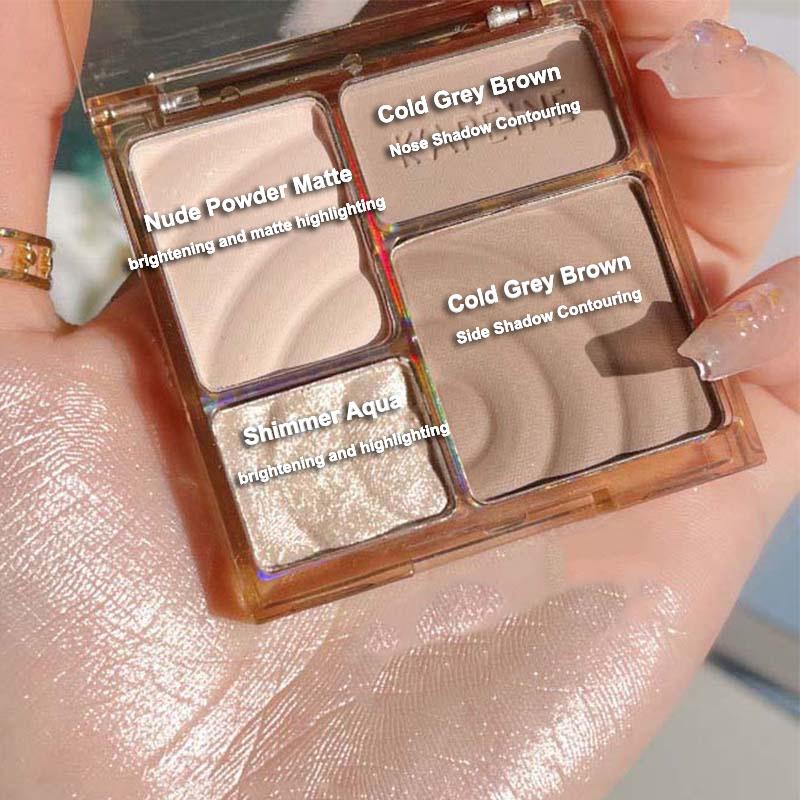 4-Farben-Bronzer-Highlight-Konturpalette, Gesichtsschattierung, Pflegepuder, Make-up, Gesichtskonturierung, Make-up, Hochglanzkosmetik 01