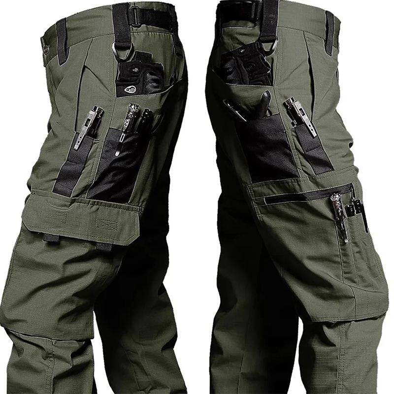 Arbeitshose Herren Outdoorhose Mehrfach-Taschen Wasserdichte Hose Herbst Frühling Outdoor Arbeitskleidung Wanderhose S grün
