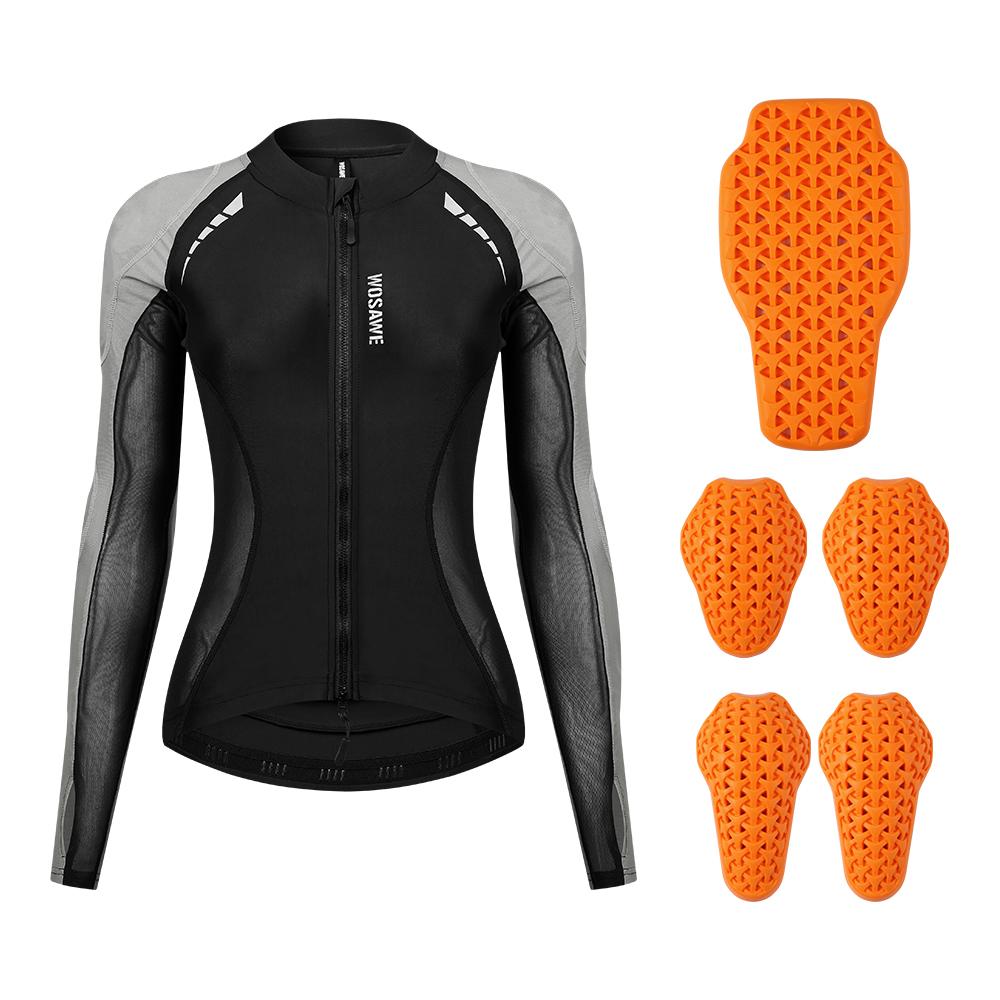 WOSAWE Damen Motorradjacke Körperpanzerung CE-zertifiziert Sommer Downhill Motocross Fahrkleidung Schutz Racing Reflektierend S dunkelgrau