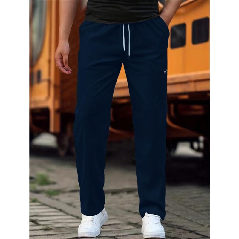 Gerade Jogginghose für Herren, lässige Taille mit Kordelzug, dünne Jogginghose für Frühling und Sommer S dunkelblaue