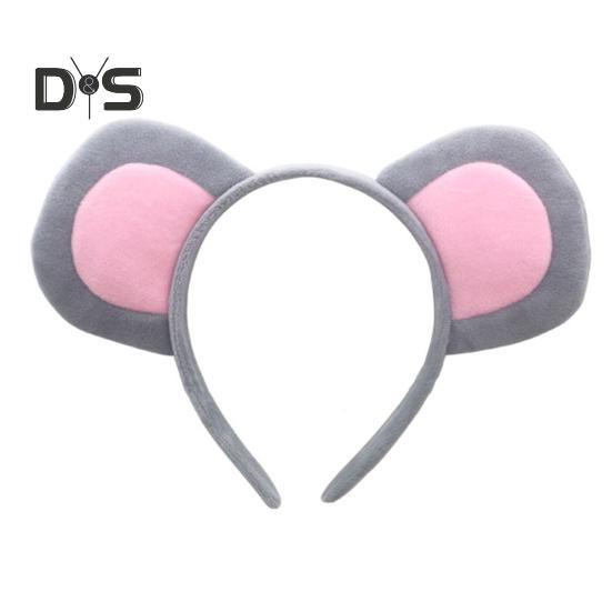 Maus-Kostüm-Set, Maus-Ohren-Stirnband, Schwanz, Nase, Fliege, Handschuhe, Set, Cosplay-Kostümzubehör für Halloween, Weihnachtspartys A gray