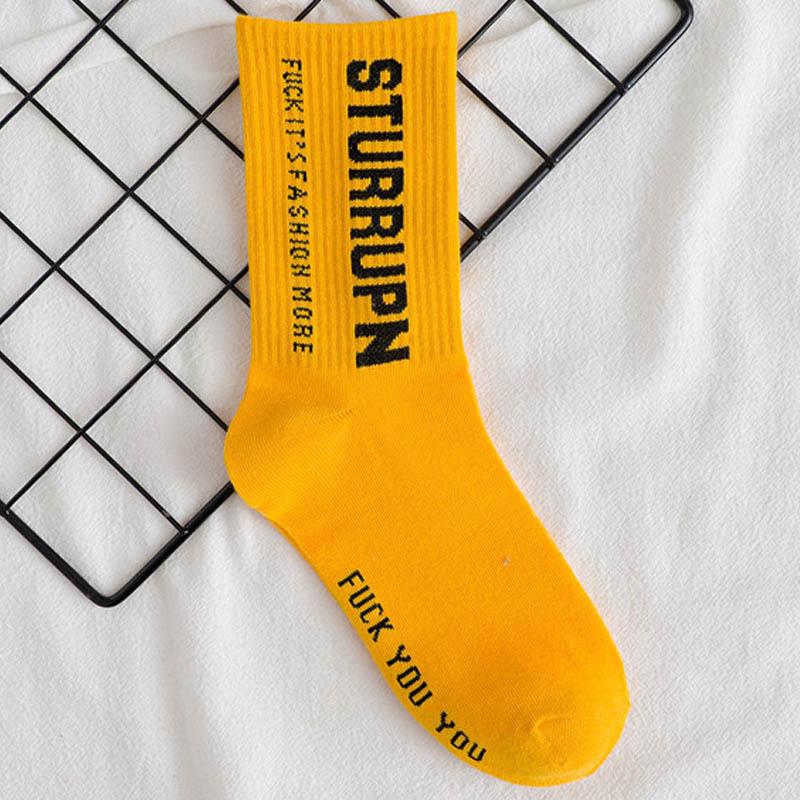 Neue Baumwolle Atmungsaktive Lange Socken Mode Unisex Socken Coole Brief Harajuku Lustige Socken gelb