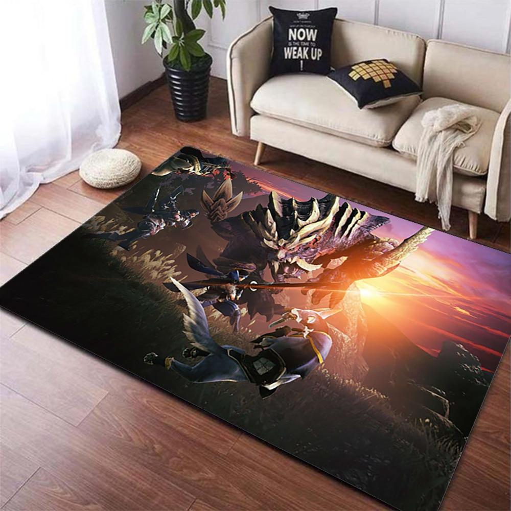 Monster Hunter Spiel Teppich Teppich Spielmatten Wohnzimmer Schlafzimmer Teppiche Kind Spielen Lounge Fußmatte Fans Spiel Zimmer Dekor Gamer Geschenk 40cm by 60cm