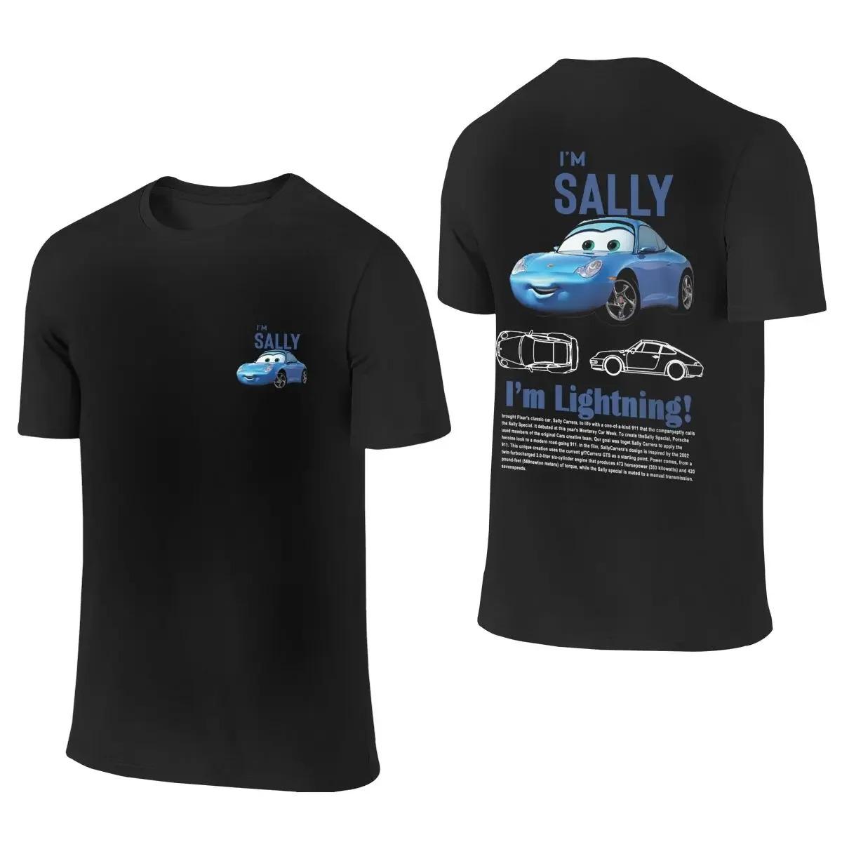 Sommer Lightning McQueen und Sally T-Shirt für Paare Mcqueen Sally T-Shirts Beidseitiger Druck T-Shirt für Damen Herren Baumwolle Oversized Kurzarm XL elfenbein