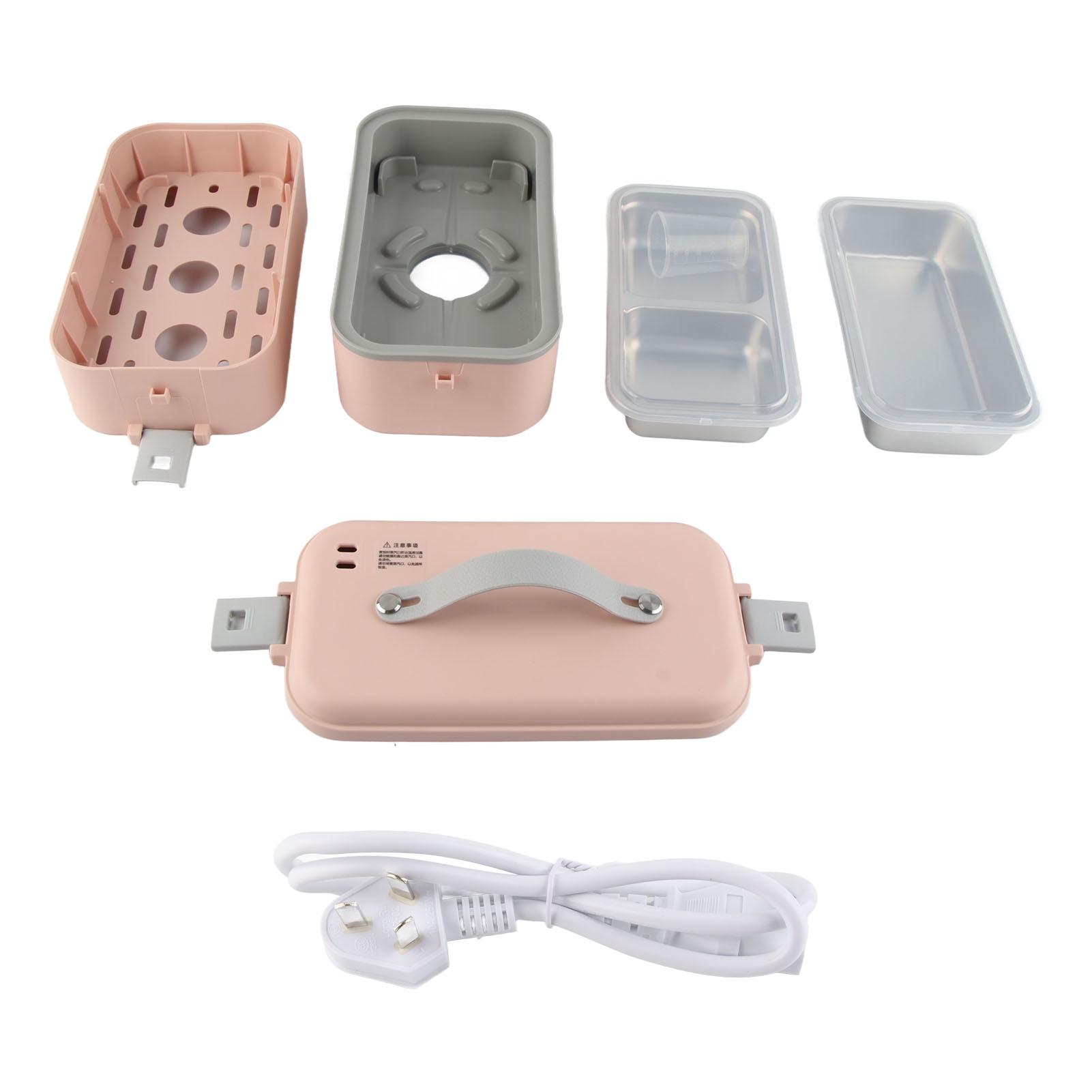 Elektrische Lunchbox zum Einstecken, Doppelschicht, Edelstahl, Dämpfen, Isolierung, Tragbarer Speisenwärmer rosa