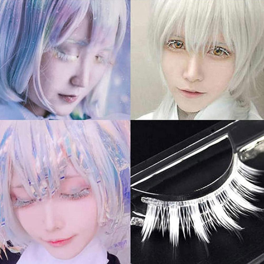 3 Paar Weiße Falsche Wimpern Cosplay Make-up Weiße Natürliche Falsche Wimpern Bühnenauftritt Kleid weiß