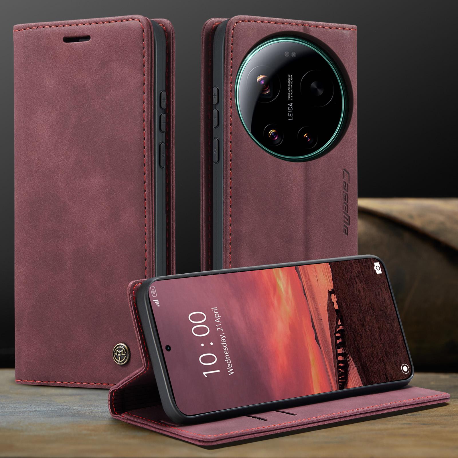 CaseMe Luxus Retro Magnetischer Flip PU Leder Handyhülle für Xiaomi 17 17Ultra Brieftaschenabdeckung Handy Hülle Für Xiaomi 17 Ultra Xiaomi 17 rot