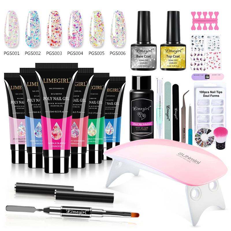25 teile/satz Poly UV Gel Set Nagellack Schnell Aufbau Für Nägel Extensions Harte Gel Nagel Maniküre Kit