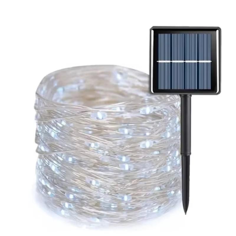 32m/22m/12m/7m Solar LED Licht Außen Lichterkette Garten Lichterkette Wasserdicht Weihnachtsgirlande Hofdekoration 7M 50LED weiß