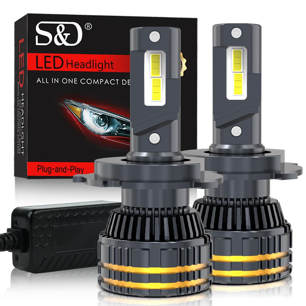 2 stücke H7 H4 LED Canbus Auto Scheinwerfer Lampen 200W 90000LM H1 H8 H9 HB3 9005 HB4 9006 H11 9012 Hir2 Led-lampe Auto Turbo Lampe für VW Ford 6000K H4/9003/HB2 Hi/Lo