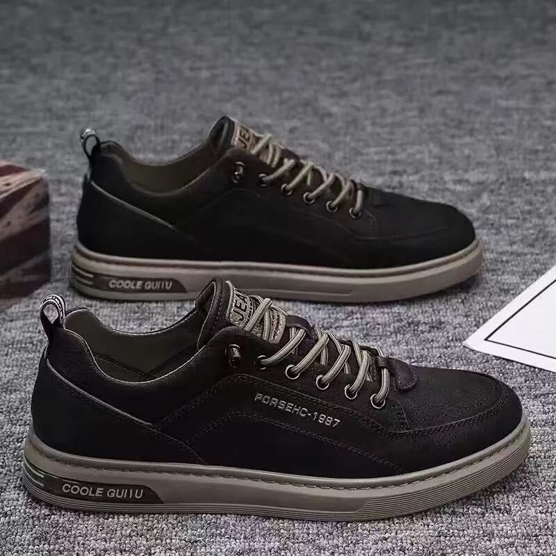 Frühling Herrenschuhe Atmungsaktive Schuhe Herren Trend All Match Anti-Rutsch-Wear Sport Freizeitschuhe Boardschuhe Modische Schuhe 43 schwarz