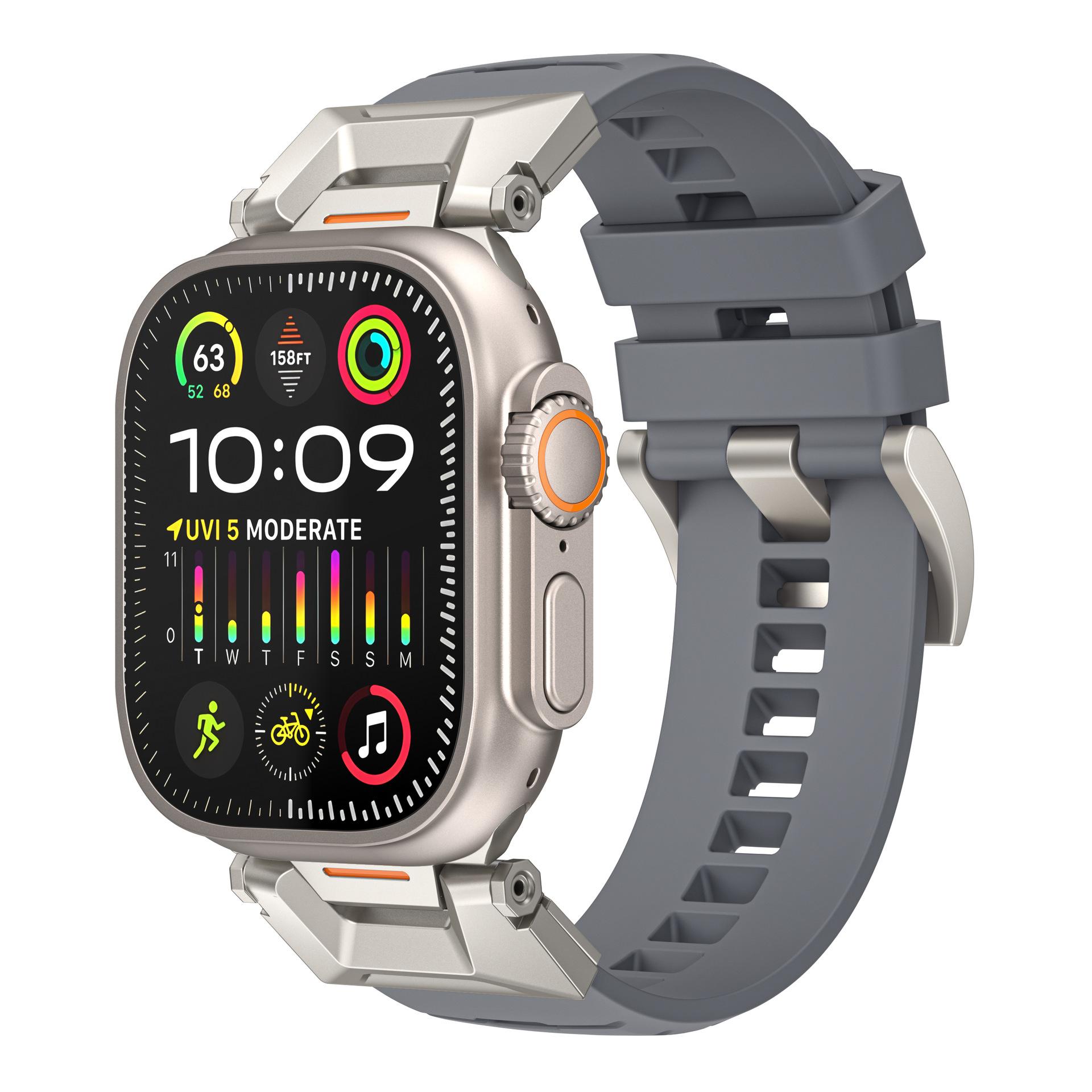 Für Apple Watch 456789 SE Ultrafunktionales Fluorelastomerarmband FKM Apple Strap 42/44/45/49mm Universal grau