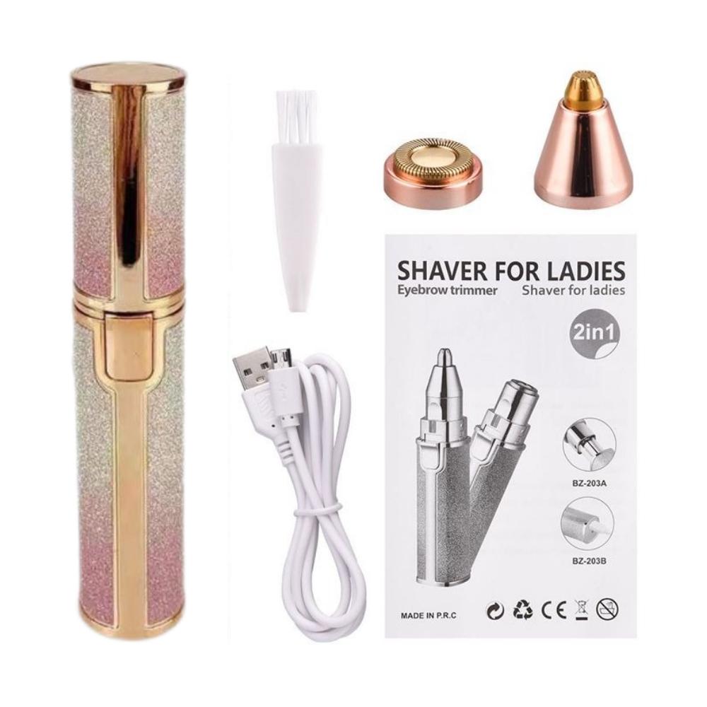 2 IN 1 Elektrische Augenbraue Trimmer USB Aufladbare Körper Gesichts Haar Lippenstift Form Entfernung Mini Epilierer Frauen Rasierer rasierer gold