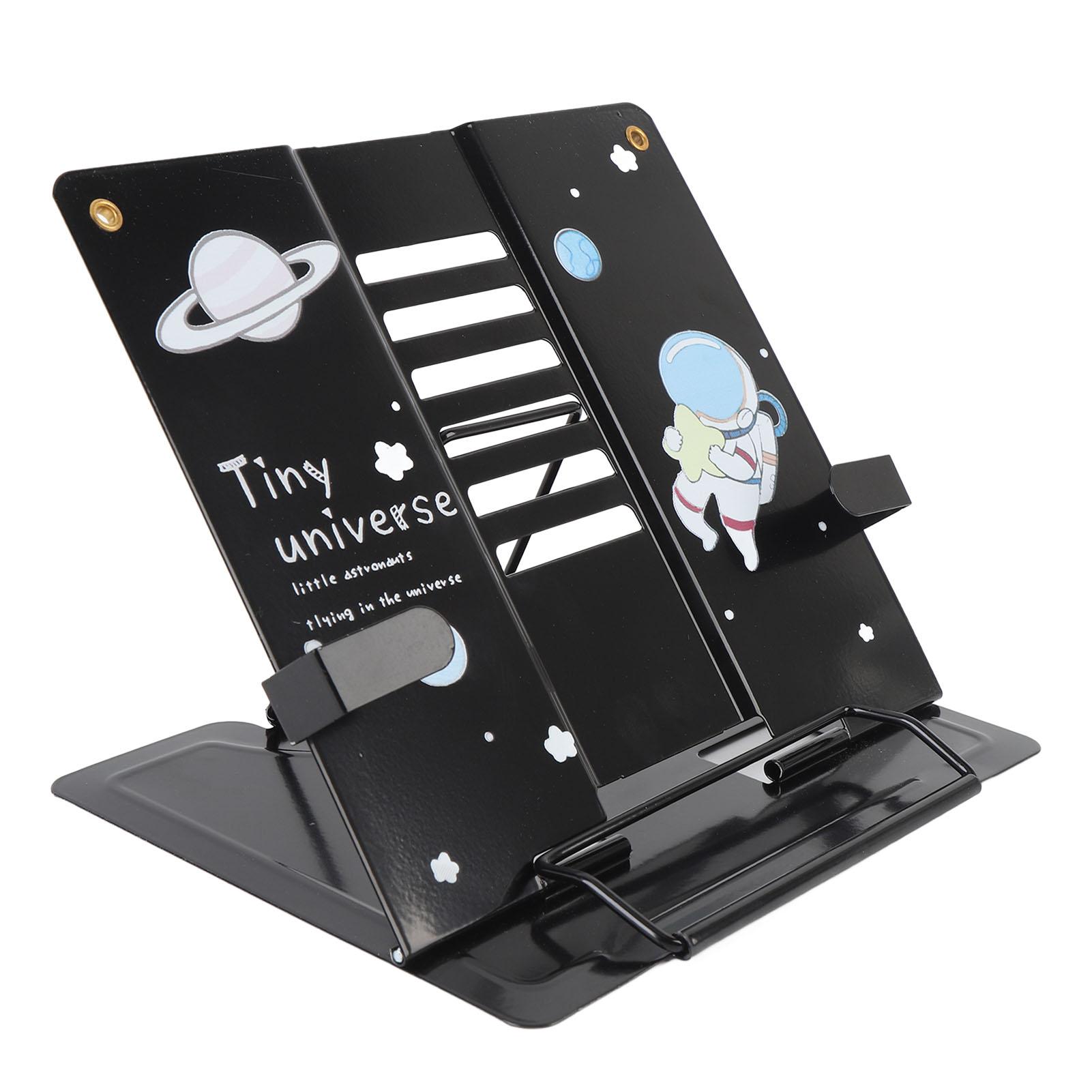 Buchhalter Schreibtisch Lese Aufsteller Stabil Metall Stahlplatte Verstellbar für Tablets Telefone Niedlich Astronaut Pattern Black