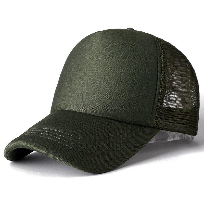 Unisex-Kappe, lässig, einfarbig, Mesh-Baseballkappe, verstellbare Snapback-Hüte für Damen und Herren, Hip-Hop-Trucker-Kappe 54cm-60cm armee grüne
