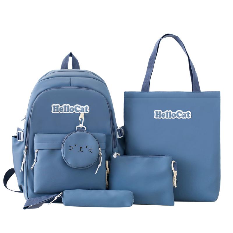 Rucksack für Damen Neuer Stil Mode Mittelschüler Vier-teilige Schultasche Große Kapazität Computertasche Schultasche