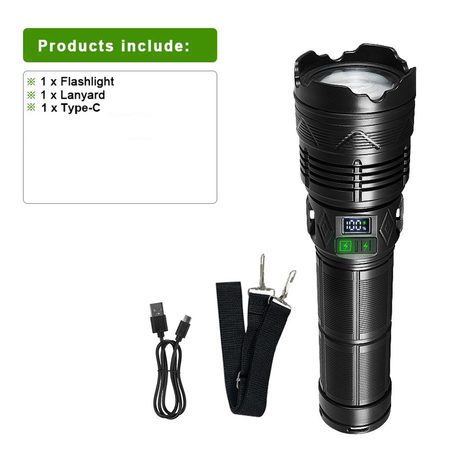 NEU 99000000LM Leistungsstärkste LED-Taschenlampe Wiederaufladbare Typ-C-Taschenlampe Taktische Langstrecken-Taschenlampe für Angeln Jagd