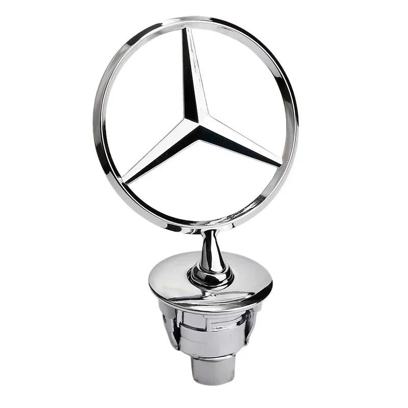 Autoaufkleber Für Mercedes Benz Stern Motorhaube - Emblem für Autohaube Vorne Chrom Logo Haubenmarkierung für Benz C E S Klasse W204 W205 W21 silber