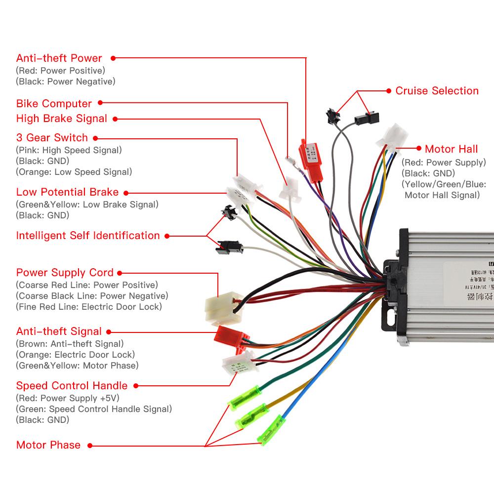 350W 36 48V Universeller bürstenloser Controller für Elektrofahrrad Elektroroller