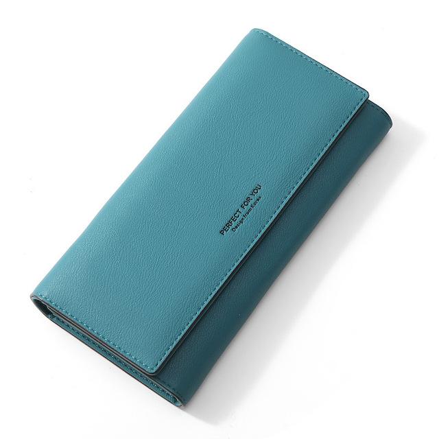 Luxus-Leder-Geldbörse für Damen, viele Abteilungen, Damen-Geldbörsen, lange Clutch, Kartenhalter, Damen-Handy-Geldbörse, weibliche Geldbörsen meer-blaue