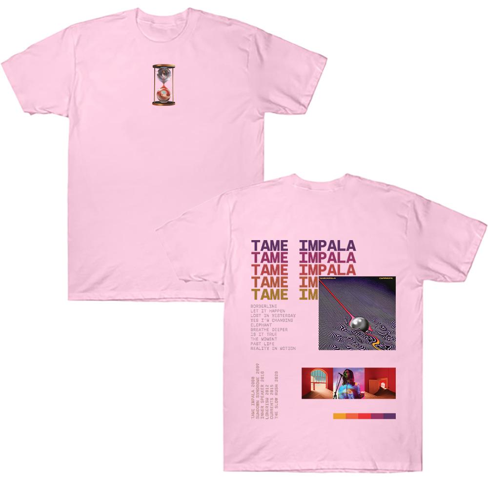 Tame Impala T-Shirts Vintage Tame Impala Currents Grafik-T-Shirt Unisex Trendy Baumwoll-T-Shirts Sommer Neues Design Geschenk für Fans T-Shirts L rosa