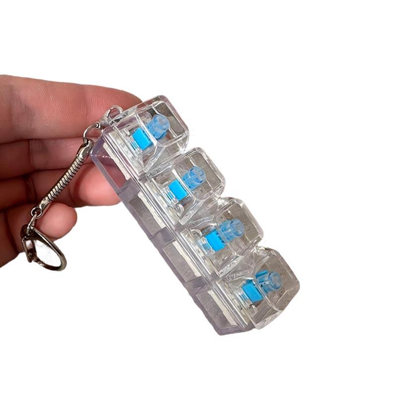 LED Tastatur Schlüsselanhänger Fidget Spielzeug Kristall Klicker Sensorisches Spielzeug zum Stressabbau Tastatur Schlüsselanhänger Fidget Gadget für Erwachsene Kinder blau