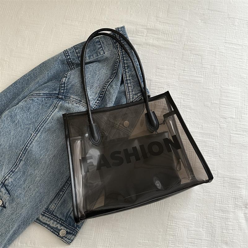 Transparentes Jelly Trendiges Zweiteiler-Set Personalisiert Sommer Neu Trendig Koreanischer Stil Modisch Hand-in-Kind Mutter und Kind Einzelne Schultertasche