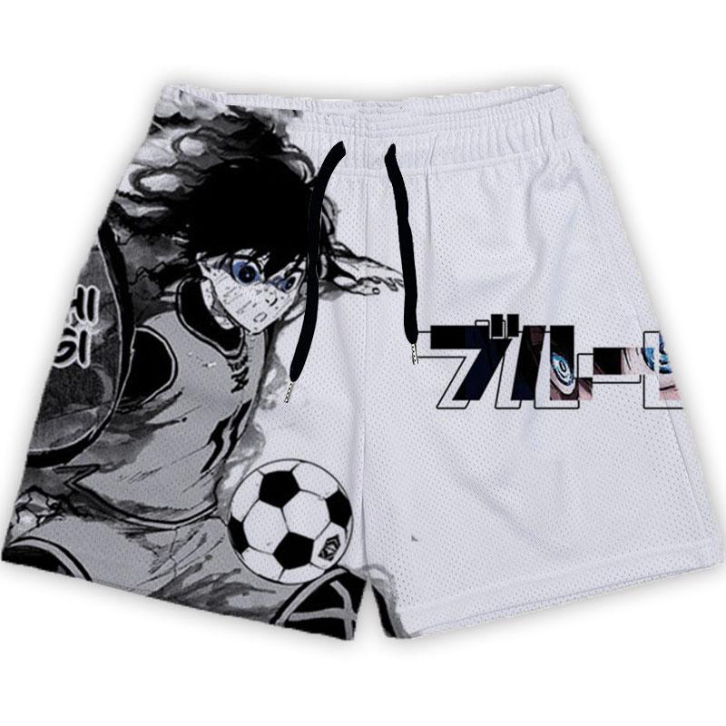 Anime-Shorts für Herren und Damen, Blue Lock, 3D-gedruckte Gym-Shorts, lässige Mesh-Shorts, schnell trocknend, kurze Hosen für tägliches Joggen, Fitness, Sommer, Unisex XXL
